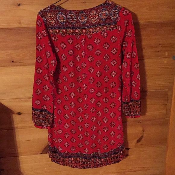 Red patterned cotton dress - Picture 2 of 4